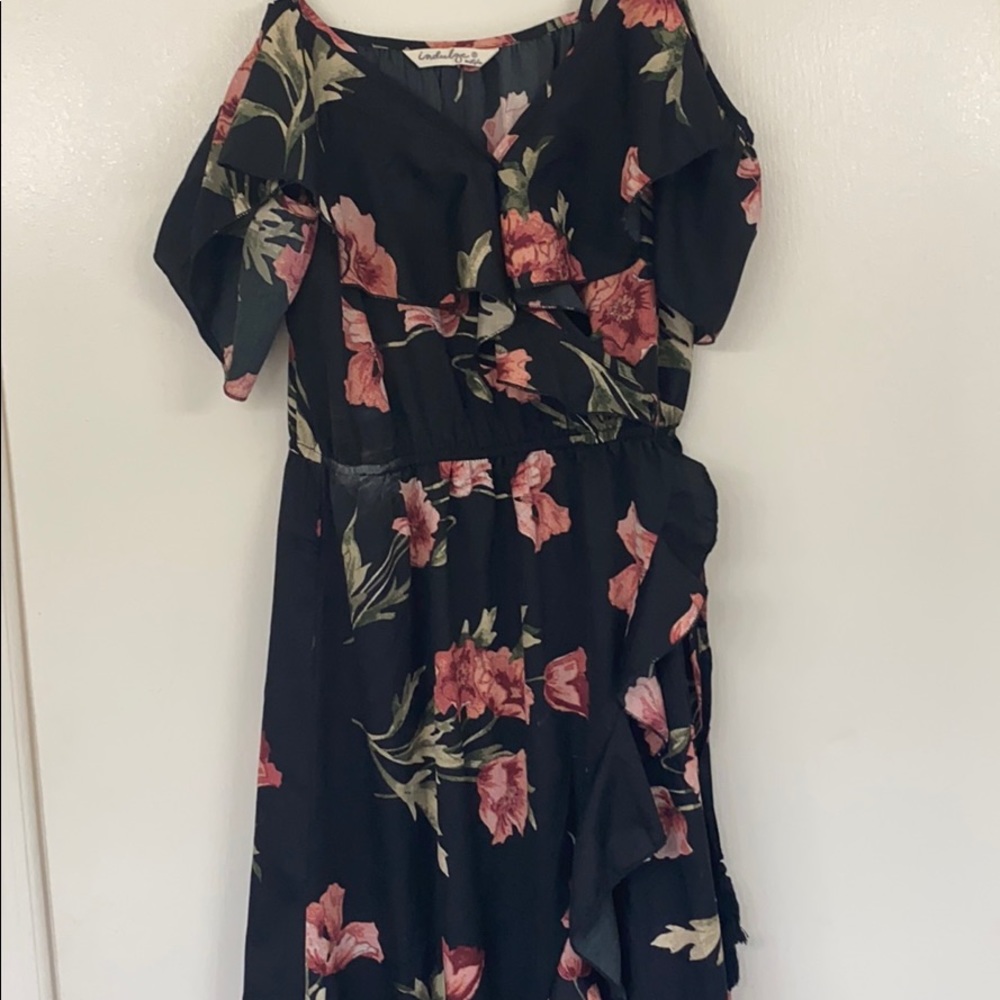 BRAND NEW Cute Floral Black Dress